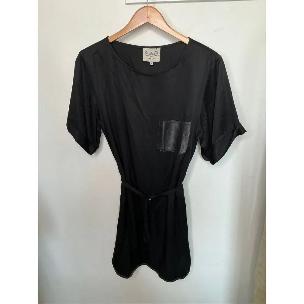Sea New York Leather Trim Dress | Black in 0